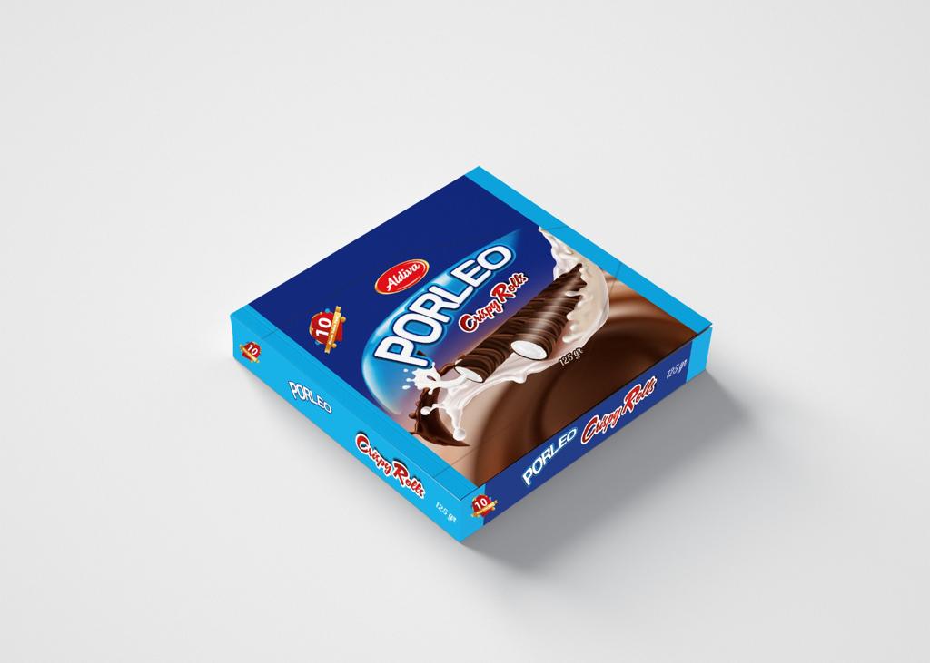 PORLEO CRİSPY Chocolate Coated Rollo Wafer With Milk Cream